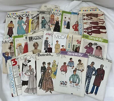 Lot Of 20 Vintage Cut Sewing Patterns Women Men Variety Sizes Years 70s 80s 90s • $14.99