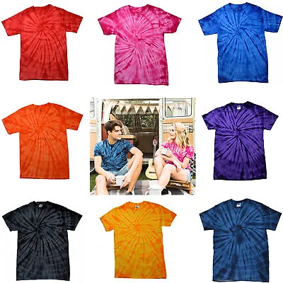 Tie Dye Festival T Shirt Top Colortone Tonal Spider Hippie Indie Retro Unisex UK • £13.95