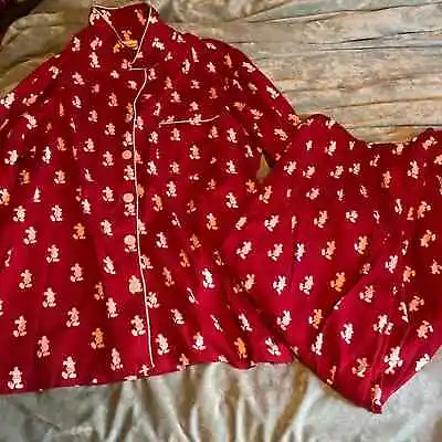 Disney Parks Disneyland Womens Mickey Mouse Red Sleepwear PJ Set Top Bottoms XL • $28