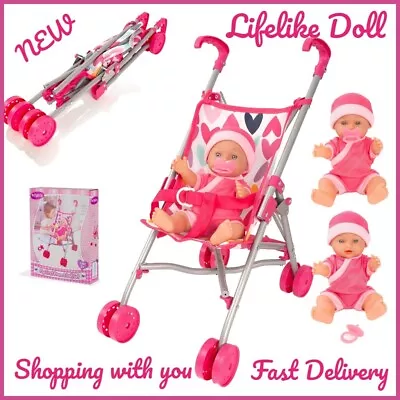 Childrens Kids Stroller Buggy Toy Pram Pushchair Deluxe Doll & Pushchair Set NEW • £24.99