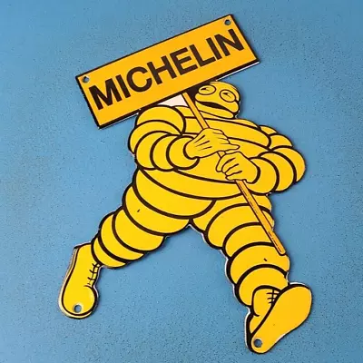 Vintage Michelin Tires Bibendum Man Porcelain Gasoline Sales Auto Pump Sign • $122.37