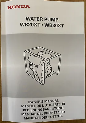 Genuine Honda Wb20xt Water Pump Owners Manual • £8