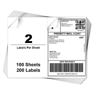 8.5  X 5.5  Half Sheet Self Adhesive Shipping Labels For Laser & Inkjet Print... • $25.39