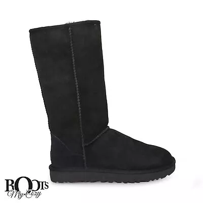 Ugg Classic Tall Ii Black Suede Sheepskin Womens Boots Size Us 7/uk 5.5 New • $175.99