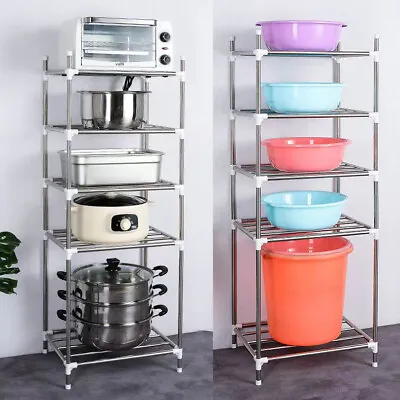 5-Tier Wire Shelving Rack Shelf Household Kitchen Storage Metal Pantry Organizer • $19.99