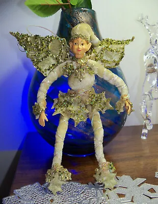 Vintage Mark Roberts Spring Green Sequin Glitter Leaves Forest Fairy Elf Mint • $40