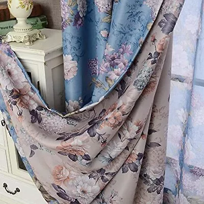 Double Sided Floral Blackout Curtains For Bedroom Patterned Vintage Flower Th... • $60.69