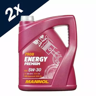 2x5L MANNOL Premium 5w30 Fully Synthetic Long Life Engine Oil Low Saps Dexos2 C3 • £33.49