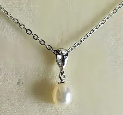 MIKIMOTO 8mm Akoya Oval Pearl Pendant Top Silver 925 Japan Necklace Authentic • $107