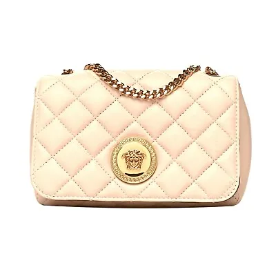 Versace La Medusa Nappa Quilted Beige Leather Chain Crossbody Bag New • $2708.75