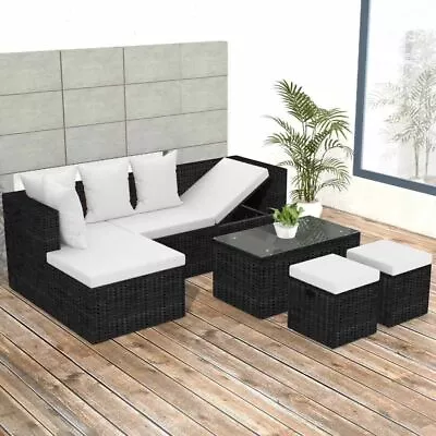 Outdoor Backyard Patio 4 Piece Poly Rattan Furniture Sofa Set With Cushions • $485.99