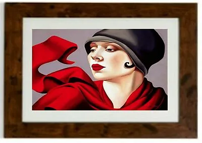 *LARGER SIZE* Woman With Red Scarf  Framed Print By Tamara De Lempicka • £39.64