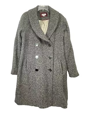 Merona Coat Wool Blend Tweed Womens 2XL Gray Button Down Pockets Lined • $20