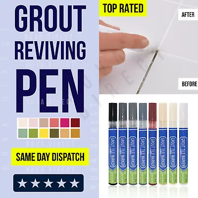 £2.99 • Buy Grout Pen Anti-Mould Reviver Repair Restoration Whitener Renew Cleaning Brush UK