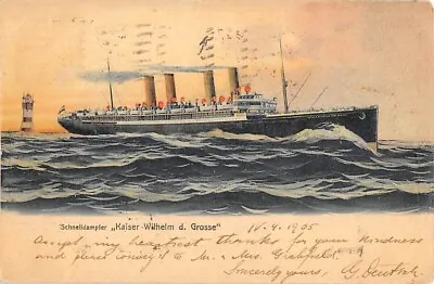 SS KAISER WILHELM DER GROSSE AT SEA NORD-DEUTSCHER LLOYD LINE ~ Used 1905 • $9.99