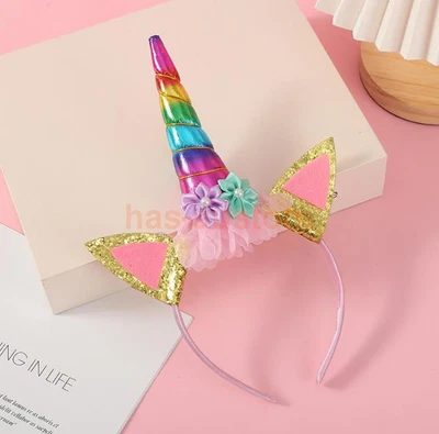 $16.11 • Buy NEW Girl Unicorn Headband Cat Ear Band Sequins Horn Xmas Party Gifts Christmas