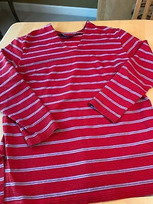 Marimekko Marja Suna Made In Finland Red Purple Stripe Ls Shirt Womens Sz S • $35.99