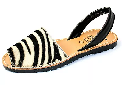 Avarcas Women's Leather Sandals Sandals Zebra Espadrilles Abarcas EU 36 37 • $21.24