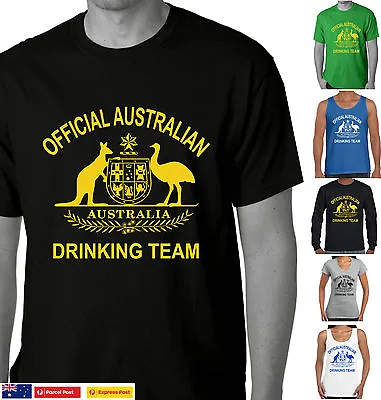 Funny T-shirts Official Australian Drinking Team Funny T Shirt Aussie Straya Tee • $24.95