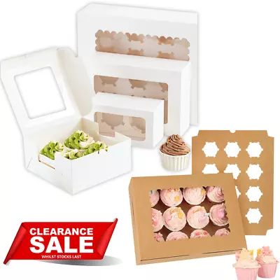 Cupcake Boxes 6 12 Holders Standard Cupcakes Cupcake Containers W/ PVC Windows • $196