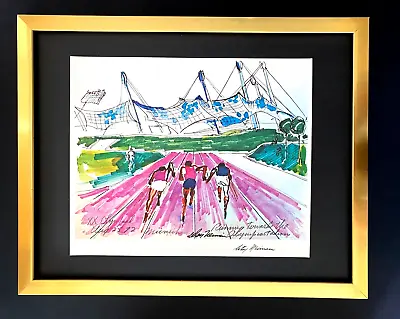 LEROY NEIMAN +  1972 Olympics + VINTAGE SIGNED PRINT FRAMED + MUNICH • $149