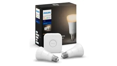 $80 • Buy Philips Hue Wi-Fi Bluetooth Starter Kit W/Bridge E27 LED Light Bulb Warm White
