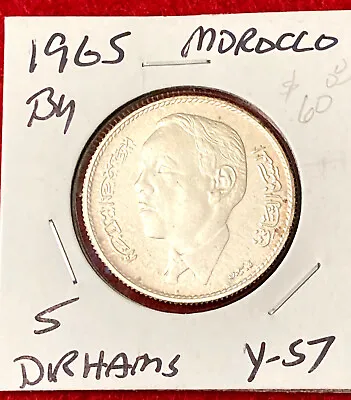 1965 Morocco 5 Dirhams Silver Coin Uncirculated • $35