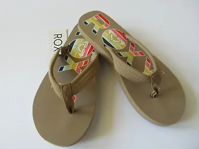 Roxy Women's Flip Flop Tide Love VI Style Tan With Multi Colored Lettering NWT • $22.95