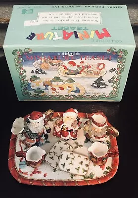 Miniature Tea Set Santa Christmas 1994 Popular Imports 10 Pc Original Box • $5