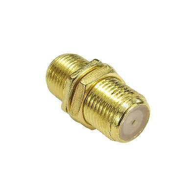 F Type Female To Female Connector Screw Coupler Satellite Coaxial Joiner Gold • £2.62