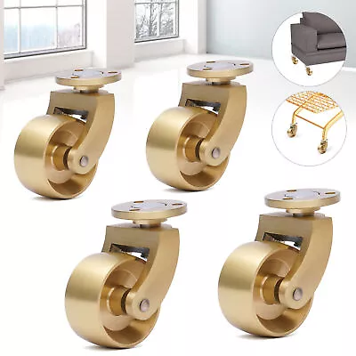 4 Vintage Style SOLID BRASS Strong Swivel Caster Wheels Brass Round Heavy Duty • $39.69