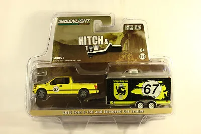 GreenLight 2015 Ford F150 + Enclosed Car Trailer Terlingua Racing Hitch & Tow S9 • $11.99