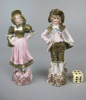 Antique Victorian Figurine: Couple. Man & Woman Figures. Porcelain. 11cm • £8.99