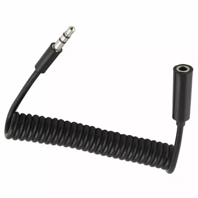 3.5mm Female To Male F/M Headphone Stereo Audio Spring Coiled Extension Cable • £4.95