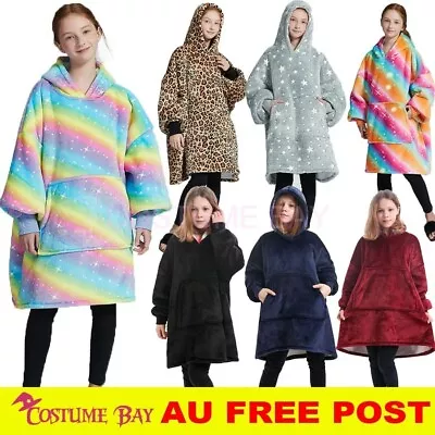 Adult Kids Blanket Hoodie Ultra Plush Comfy Giant Sweatshirt Fleece Warm Hooded • $55.95