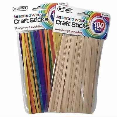 100x Wooden Lolly Lollypop Sticks. Natural Craft Model Making Ice Lollies.types • £3.34