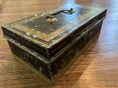 Vintage Cash Box Black Metal Tin • $74