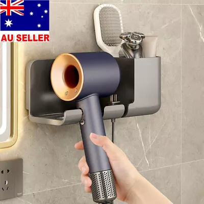 Bathroom Mounted Wall Suction Cup Hair Dryer Holder Hanger Shelf Rack Storage AU • $18.89