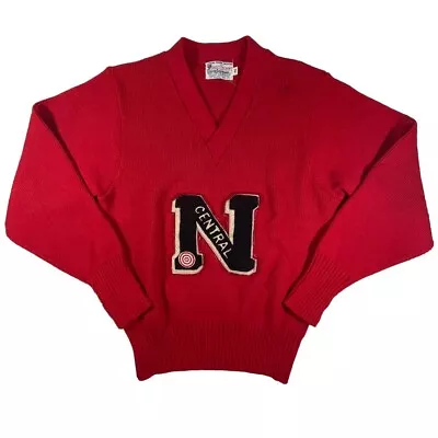 True Vintage 1960s North Central High School Letter Sweater Orlon Acrylic Medium • $47.99