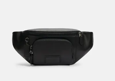 Coach Track Belt Bag Hip Pack Waist Pack Smooth Leather Black New C2716 • $172