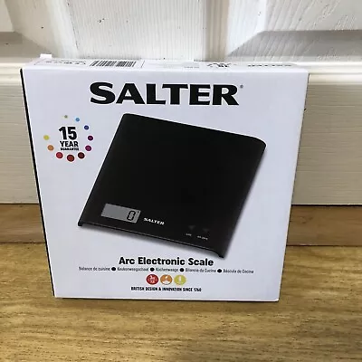 Salter ARC Digital Kitchen Scales Slim & Compact Precise Food Weighing Black • £10.21