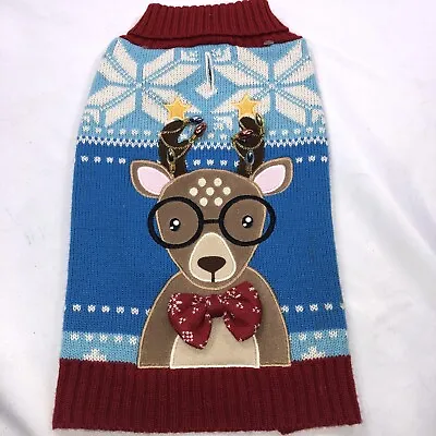 $9 • Buy Dog Christmas Sweater Reindeer Glasses Cute Sweater Medium Holiday Tails