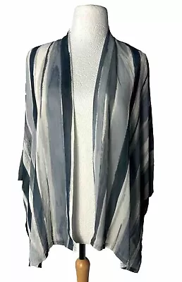 EX Wynne Layers Cardigan Cardi Cover Up Kimono Sleeve Sheer Ladies Blue Medium M • $18.64