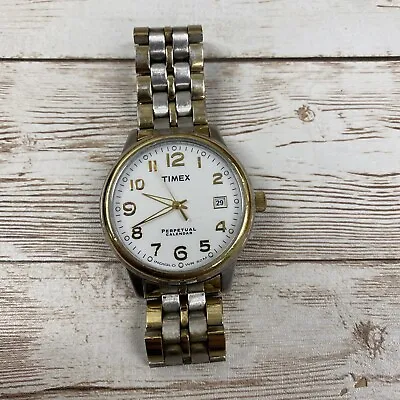 Timex Perpetual Calendar Sport Date Indiglo Dial Quartz Men's 2t Bracelet Watch • $28.04