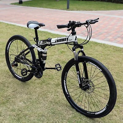 $235 • Buy Unisex Adult Mountain Bike Full Suspension 26  21 Speed MTB Folding Bicycle +