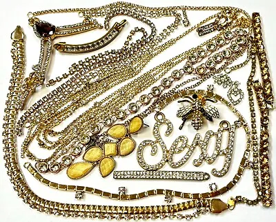 Vintage Now RHINESTONE Junk Broken Jewelry Lot Crafting Art #A125 • $9.99