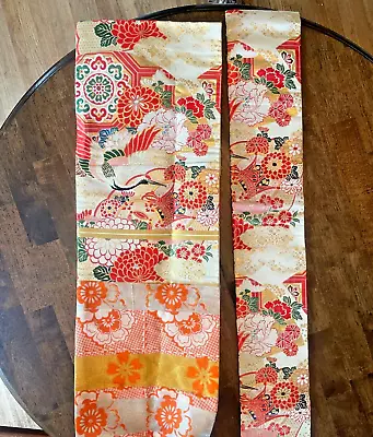 Obi Kimono Japanese Embroidery Crane Bright Colors Approx 12ft. • $25