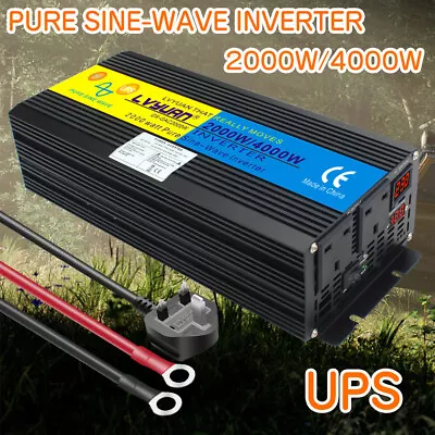 2000W 4000W Power Inverter Pure Sine Wave DC 12V TO AC 230V UPS Battery Charger • £159.99