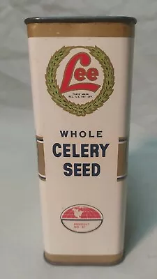 Vintage LEE BRAND CELERY SEED TIN CAN H D LEE MERCANTILE KS  LARGE 12 OZ SIZE. • $20.50