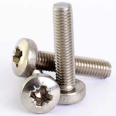 M4 M5 M6 A2 Stainless Pozi Pan Head Machine Screws Posi Pozidrive Screw Din 7985 • £3.05